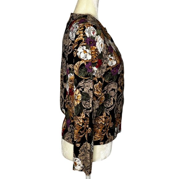 Vintage Norton McNaughton Baroque Floral Blouse Jacket Top Sz 10 - Picture 3 of 10